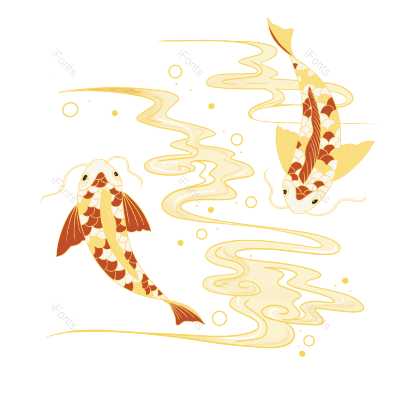 祥云图片,锦鲤元素,装饰元素PNG,工笔画免抠素材